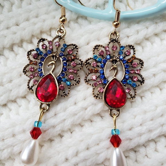 NEW Handmade Showstopper|Peacock Rhinestones&Pearl - Picture 2 of 5